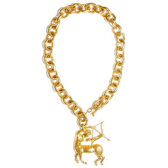 Schiaparelli Gold Sagittarius Archer Necklace – Large Zodiac Pendant Unisex